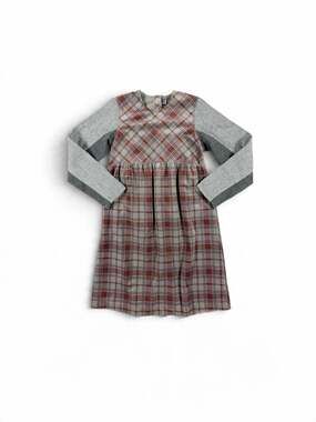 Little Cocoon Girls Plaid Long Sleeve Dress Gray Rust Brown Size 7